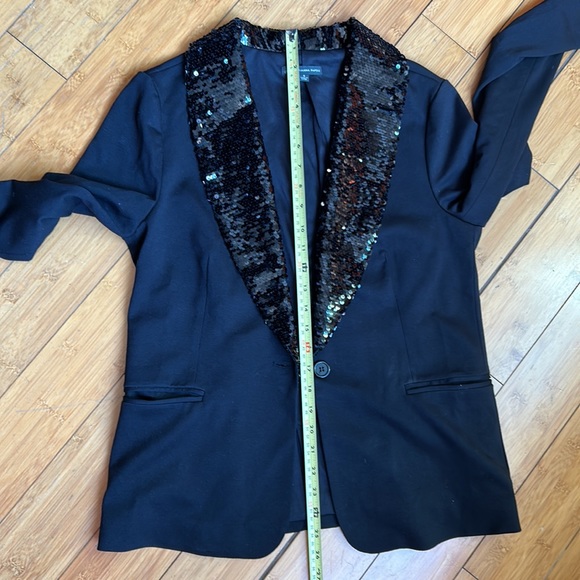 Sequin Lapel Black Blazer - Adrianna Papell Small - Picture 4 of 6